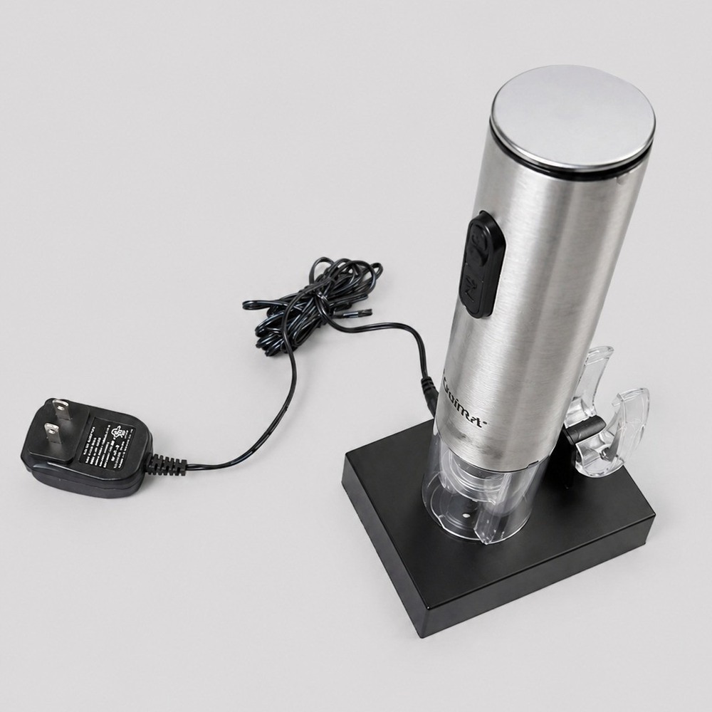 Secura Electric Wine Opener SWO-3N Stainless Steel Rechargeable with Base Silver